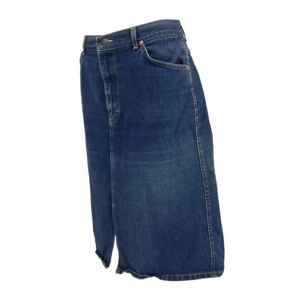 Vintage 90s Lee Denim Knee Length Jean Skirt Size 13 Cotton Slit Western Classic - Picture 6 of 13
